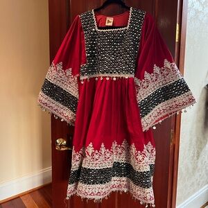 Elegant Red and Black Afghan Clothes